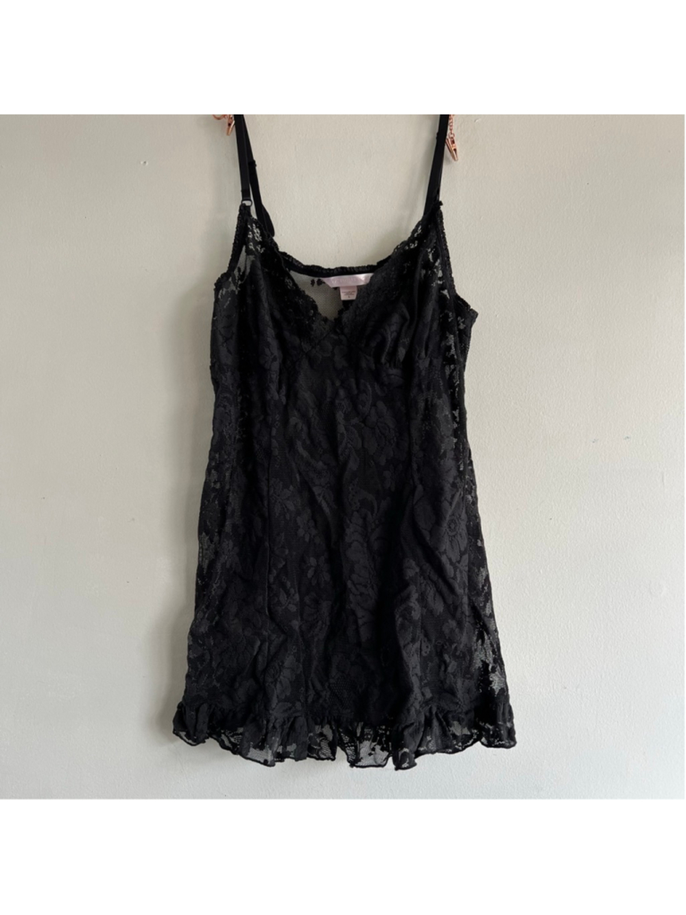 Victoria's Secret Black Lace Chemise L